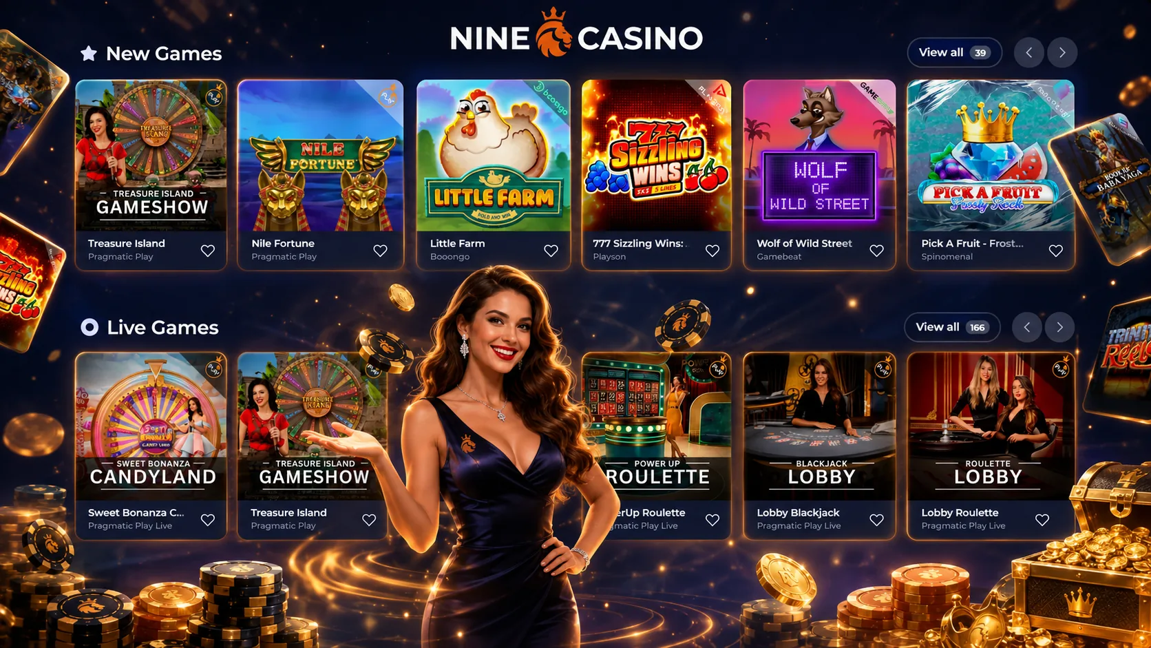 Sélection de jeux populaires NineCasino
